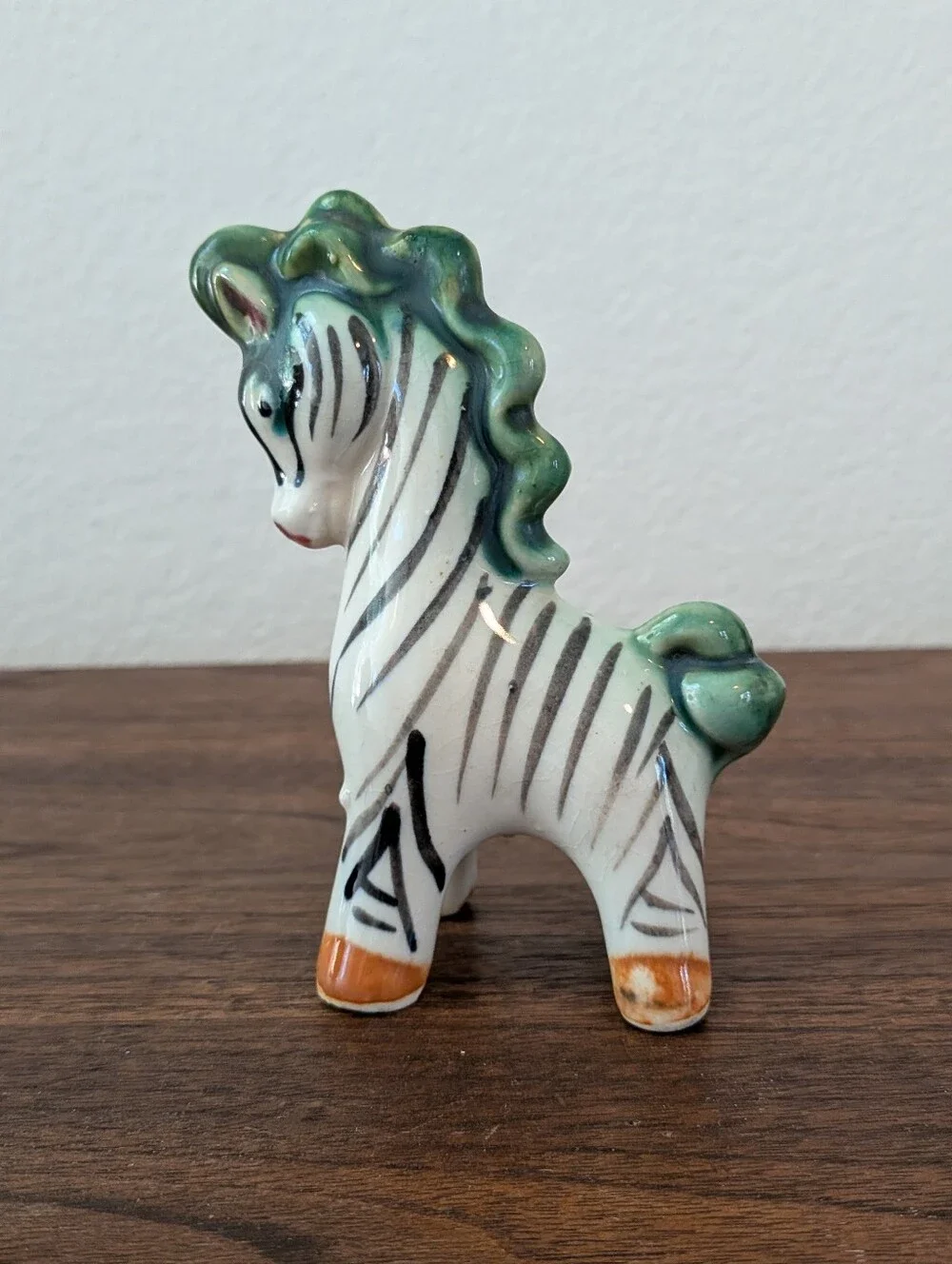 Vintage Porcelain Hand Painted Zebra Figurine Made In Japan MCM
